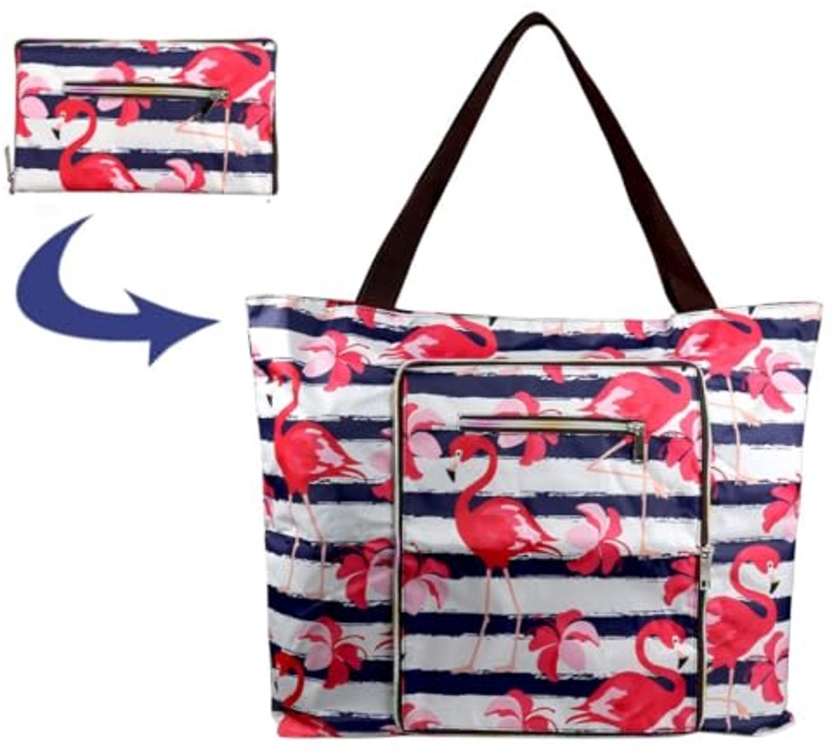 Opvouwbare Zomer Strandtas voor Dames - Waterdichte Grote Shopper met Ritssluiting - Ruime Badtas XXL