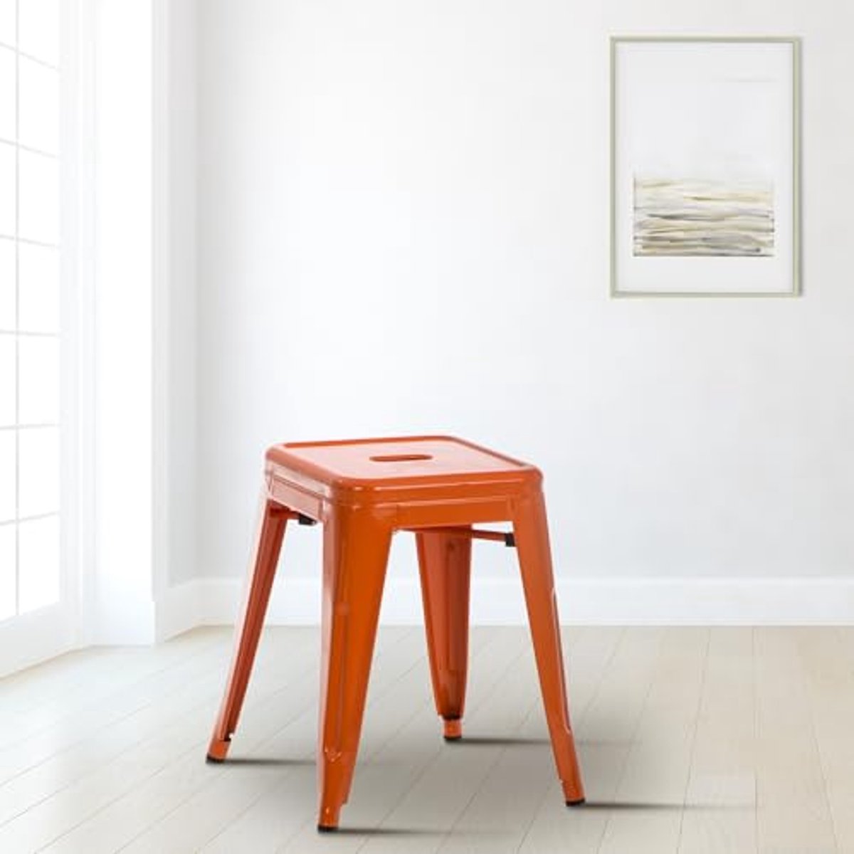 Stackable Metal Stool 46 cm Seat Height - Easy-Care Industrial Style