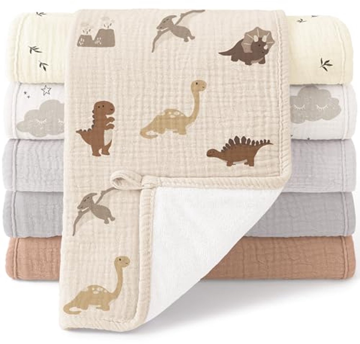 Zachte en absorberende spuugdoeken voor baby's - Set van 6, 100% katoen, 50 x 25 cm, voor jongens en meisjes