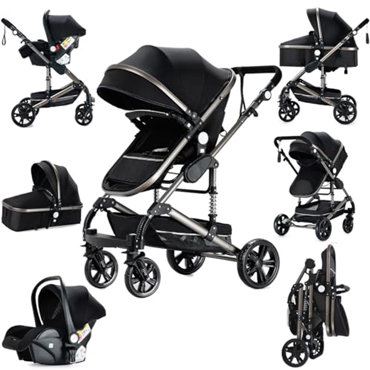 Image of 3-in-1 Kinderwagen | Standaard Kinderwagen en Buggy voor Pasgeborenen | Draagbare Reiswieg | Opvouwbare Hoge Kinderwagen