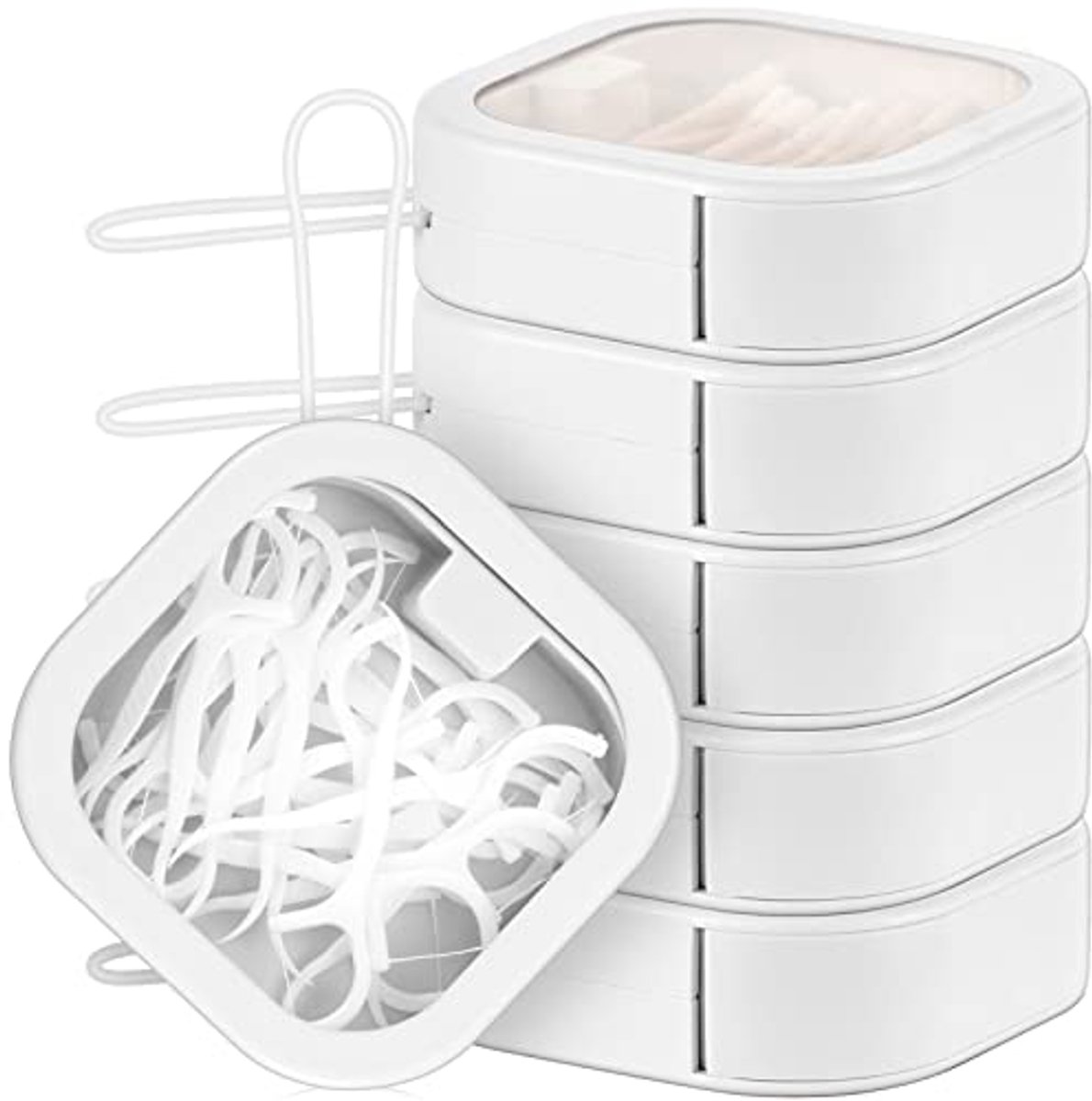 6 Stuks Haarstrik Organizer en Qtip Dispenser voor Badkamer en Reizen