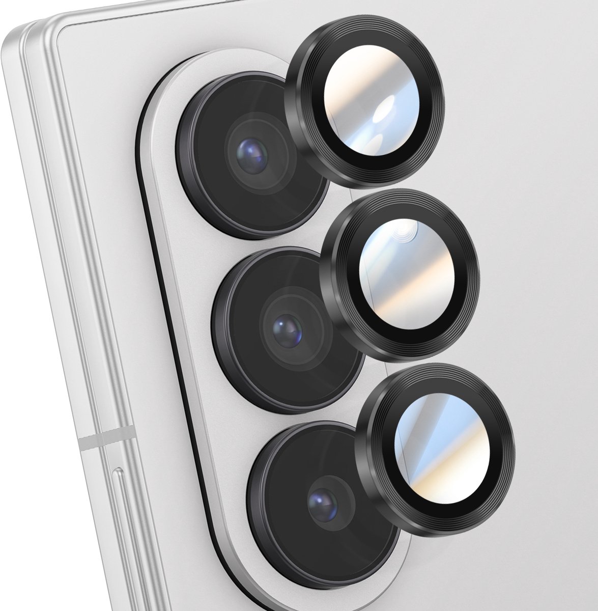 ENKAY, Camerabescherming Geschikt voor Samsung Galaxy Z Fold 7 Drievoudige lens, Zwart