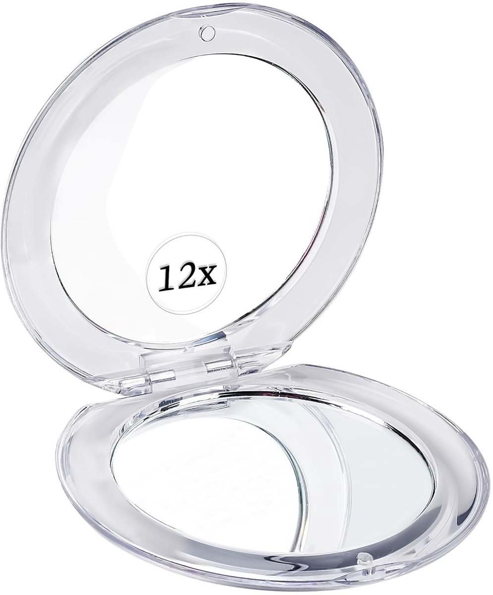 Kleine 12x Vergrotende Make-up Spiegel voor Reizen - Dubbelzijdig Opvouwbaar en Lichtgewicht