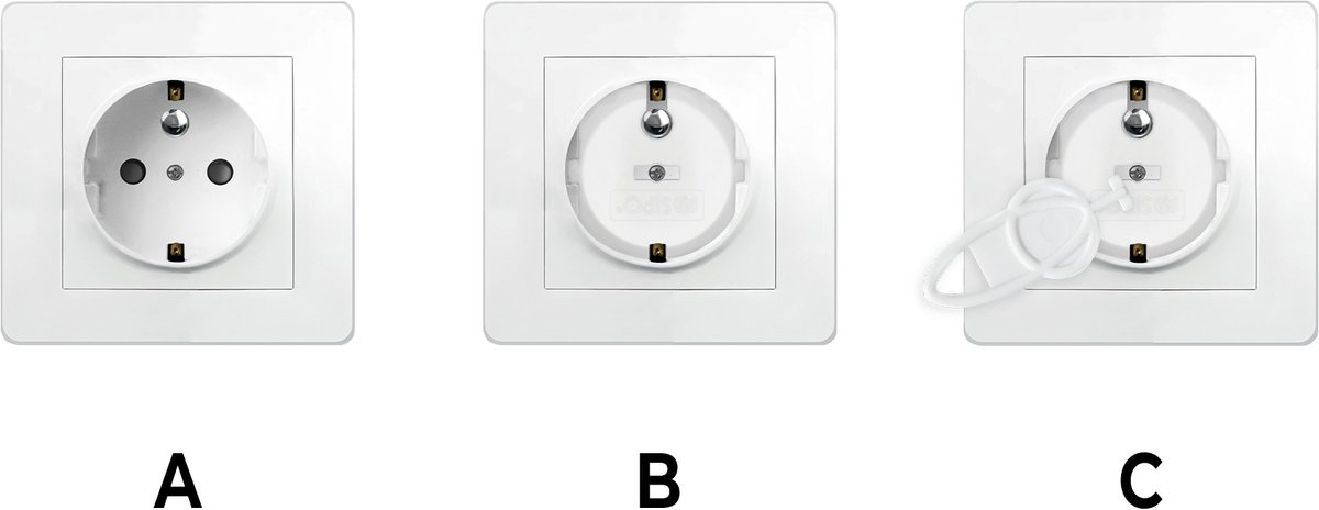 SIPO Stopcontactbeveiliging - 12-delig Set Witte Afdekplaat Type F - Vingerbescherming voor Kinderen - SBS-F20 – foto 3
