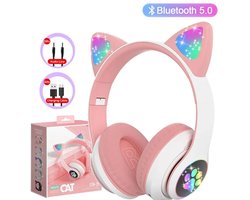 Je Huis Kinder Bluetooth Hoofdtelefoon Kattenoortjes LED Flitslamp Draadloos Stereo Met Microfoon TF-kaart Ondersteuning Opvouwbaar Verjaardagscadeau