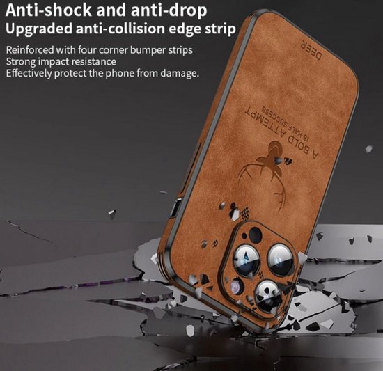 Protection élégante adaptée à votre iPhone 15 Pro Max ! Étui de téléphone en cuir de Luxe - Ajustement parfait - Avec Bumper en Verres pour une Protection Extra - Matériau en Siliconen résistant aux chocs - Elegant et durable - Marron