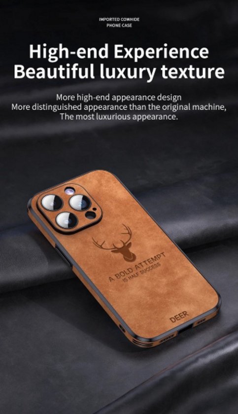 Protection élégante adaptée à votre iPhone 15 Pro Max ! Étui de téléphone en cuir de Luxe - Ajustement parfait - Avec Bumper en Verres pour une Protection Extra - Matériau en Siliconen résistant aux chocs - Elegant et durable - Marron