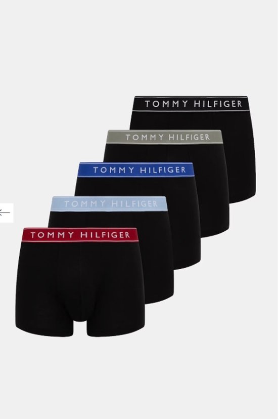 Foto: Th 5 pack boxershorts zwart met gekleurde logoband l
