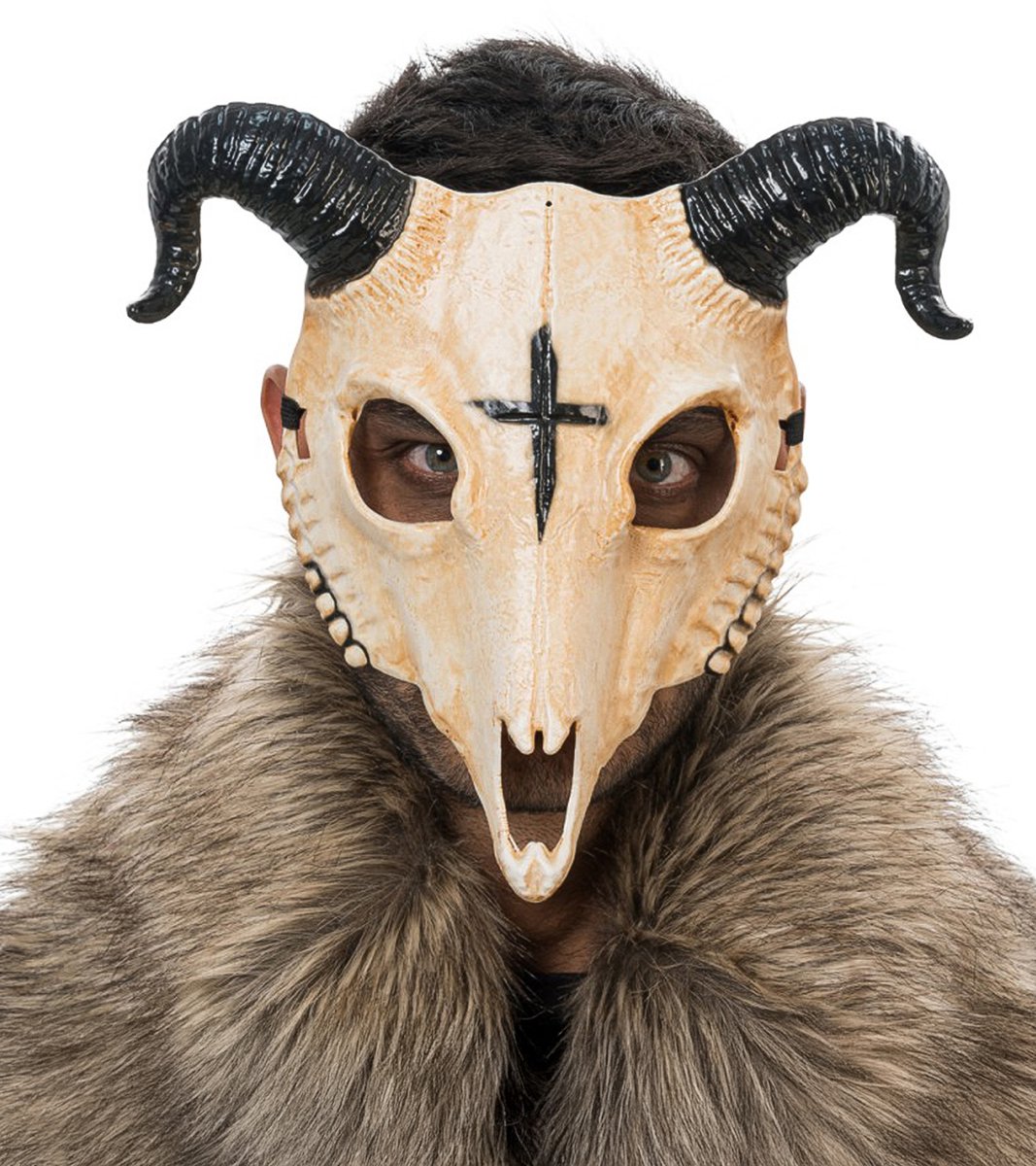 CHAKS - Volwassen witgehoornde demonenskeletmasker