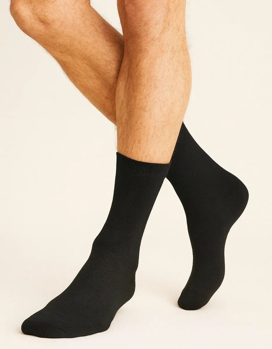 Boru Bamboo - 6 Pack - Chaussettes Femme - Chaussettes Homme - 15% Laine - Zwart - Taille 35-38