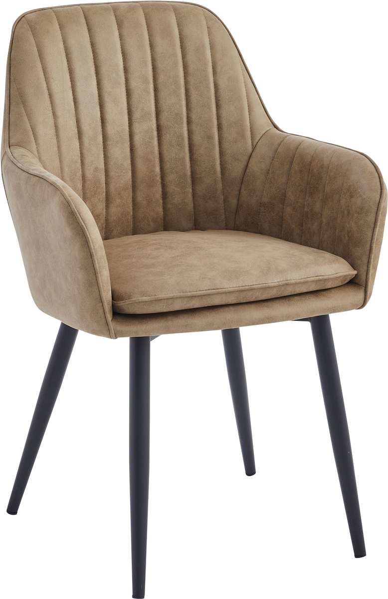 Colenis® - Lavinia Eetkamerstoel - Set Van 6 - Sand - Microfiber Stof - Industrieel