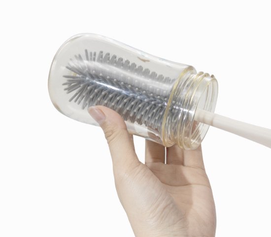 Flessenborstel Baby - Flessenreiniger - Baby Flessenborstel - Siliconen - 4-Delig - 4-in-1 - Babyfles Schoonmaakborstel met houder - Droogrek- Speen borstel - Complete Reinigingsset van Merkloos — afbeelding 4