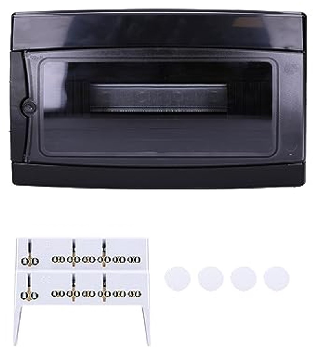 IP65 Distributiebox voor Vochtige Ruimtes - 1 Rij - 12 Modules - Fasekast met Kleine Verdeler en Duidelijke Deur