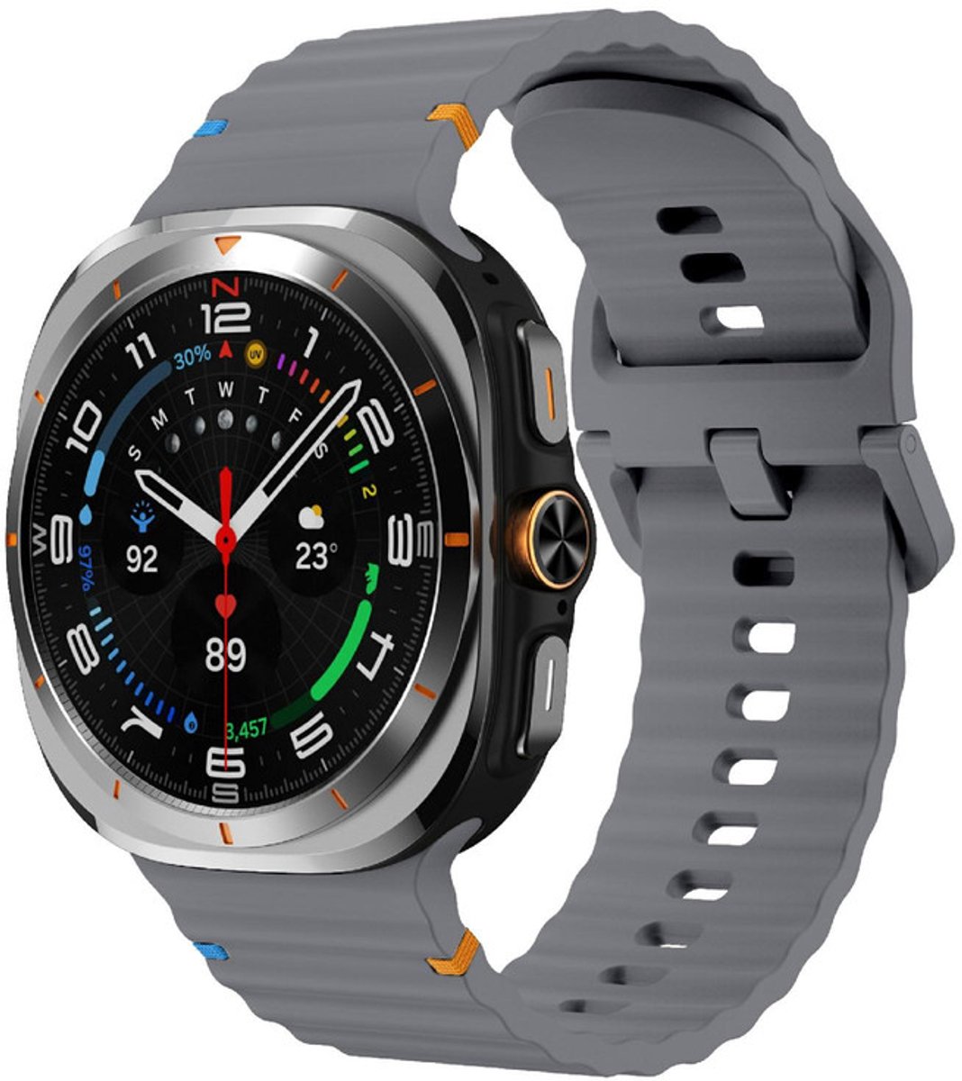 Siliconen wave bandje - geschikt voor Samsung Galaxy Watch Ultra (47mm) / Ultra 2025 (47mm) - gespsluiting - grijs