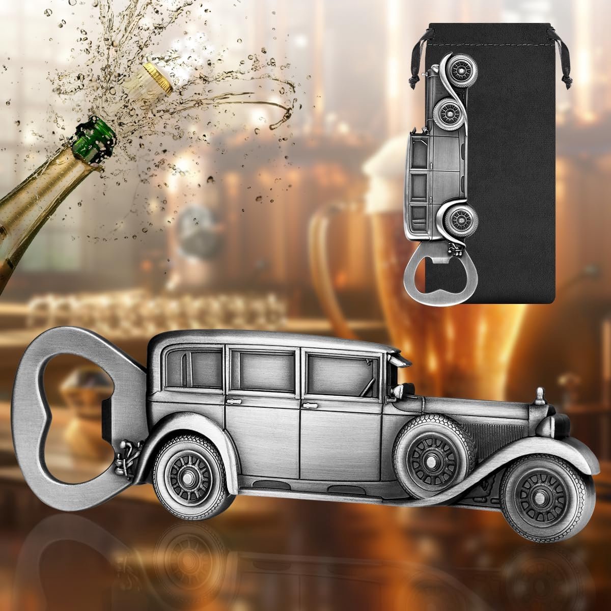 Auto Bier Flesopener - Zilveren Flesopener - Sleutelhanger Gadget