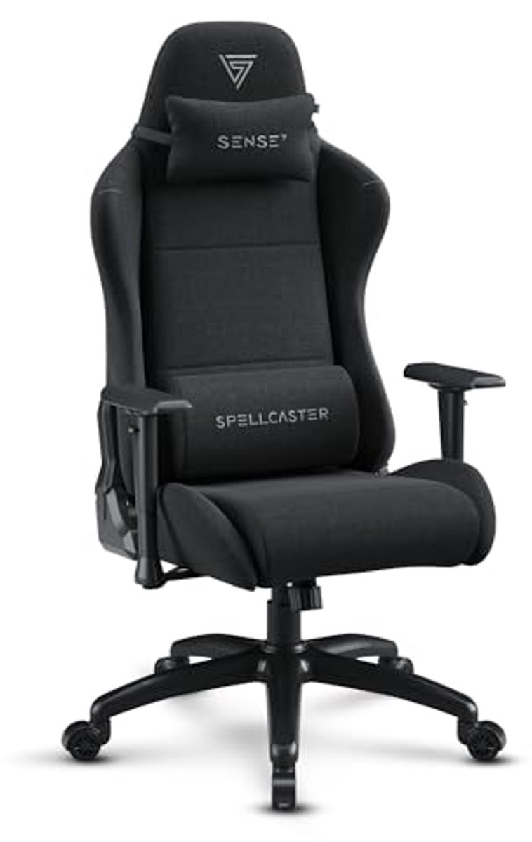 XL Gaming- en Bureaustoel met Ademend Stoffen Bekleding en Verstelbare Armleuningen voor Grotere Gebruikers