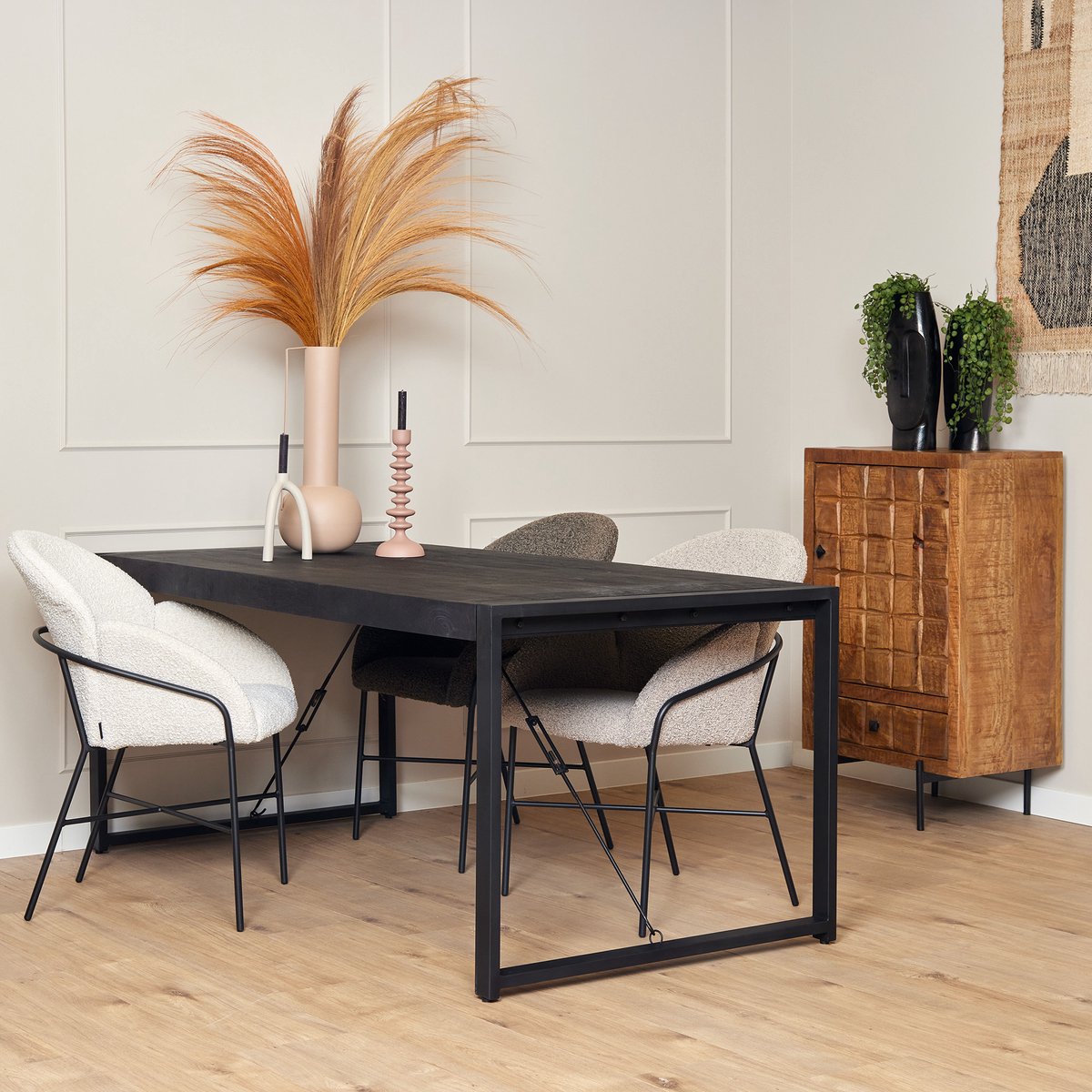 Starfurn Eettafel Boaz - Zwart - 90x200x76 cm