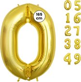 Fienosa Cijfer Ballonnen nummer 0 - Goud - 165 cm - Helium Ballon - Verjaardag ballon - Verjaardag versiering - Leeftijd verjaardag - Verjaardagsballon - Verjaardag