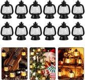 Romadedi Romadedi Mini-lantaarn, 10-delige set, zilveren led-lantaarn, metaal, met batterij, voor Kerstmis, bruiloft, tafel, ramadan, tuin, balkon, binnen, buiten, herfstfeest