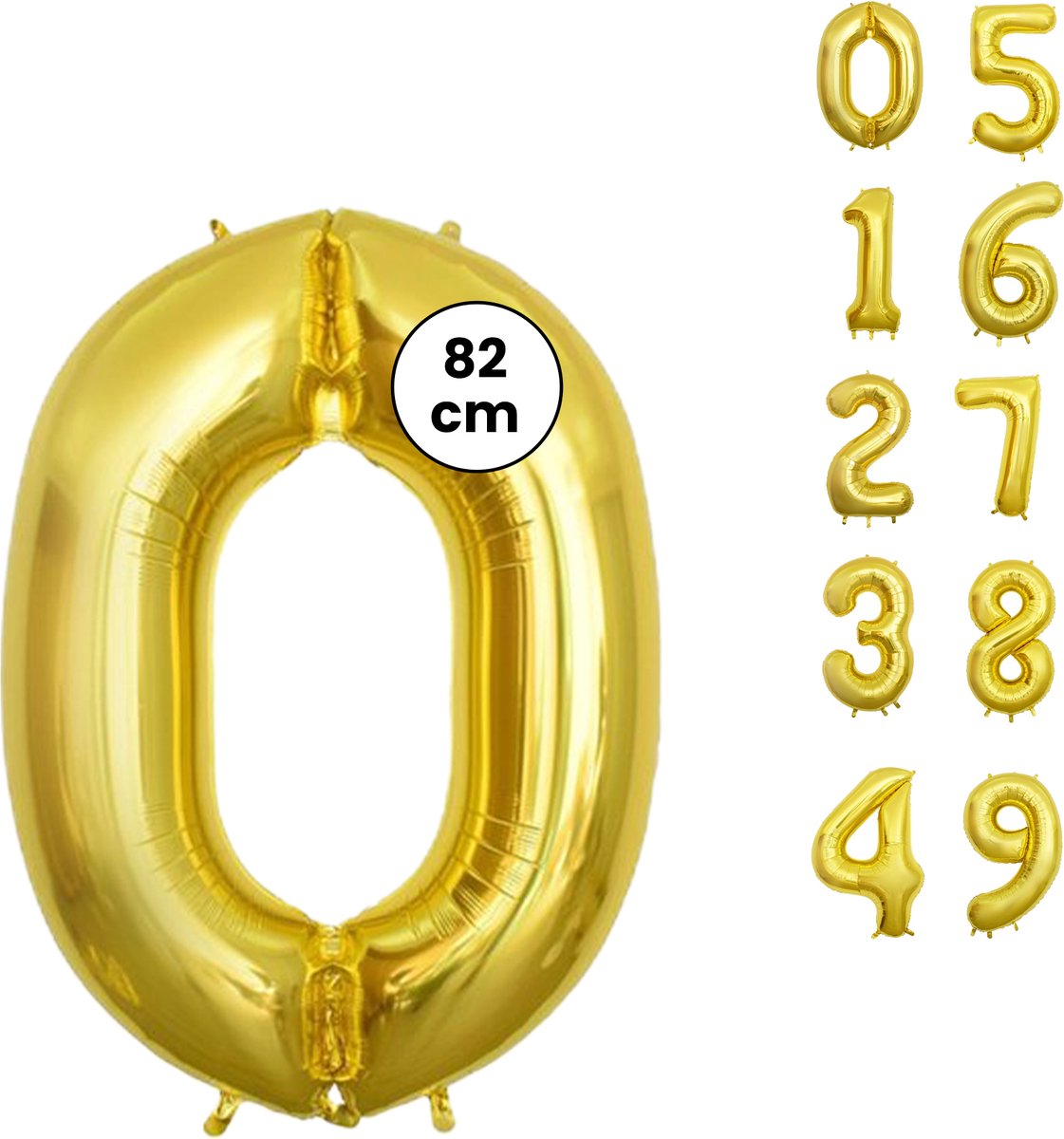 Fienosa Cijfer Ballonnen - Nummer 0 - Goud Kleur - 82 cm - XL Groot - Helium Ballon - Verjaardag Ballon - Verjaardag versiering - Leeftijd verjaardag - Verjaardagsballon - Verjaardag