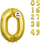 Fienosa Cijfer Ballonnen - Nummer 0 - Goud Kleur - 82 cm - XL Groot - Helium Ballon - Verjaardag Ballon - Verjaardag versiering - Leeftijd verjaardag - Verjaardagsballon - Verjaardag