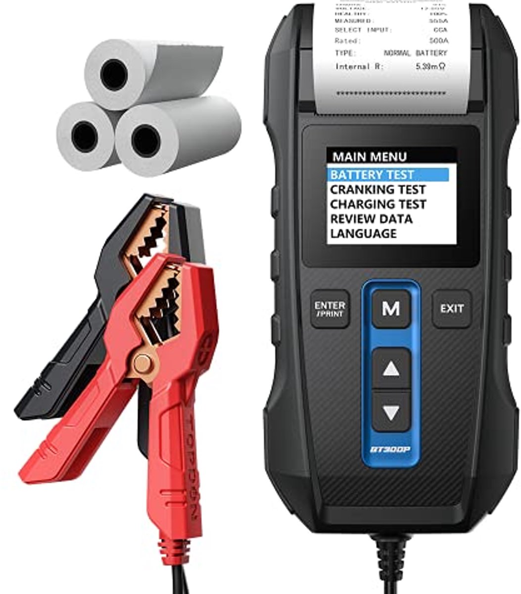 Accutester 12V/24V met Geïntegreerde Printer - Automatische Laadtester voor Batterij- en Starttests