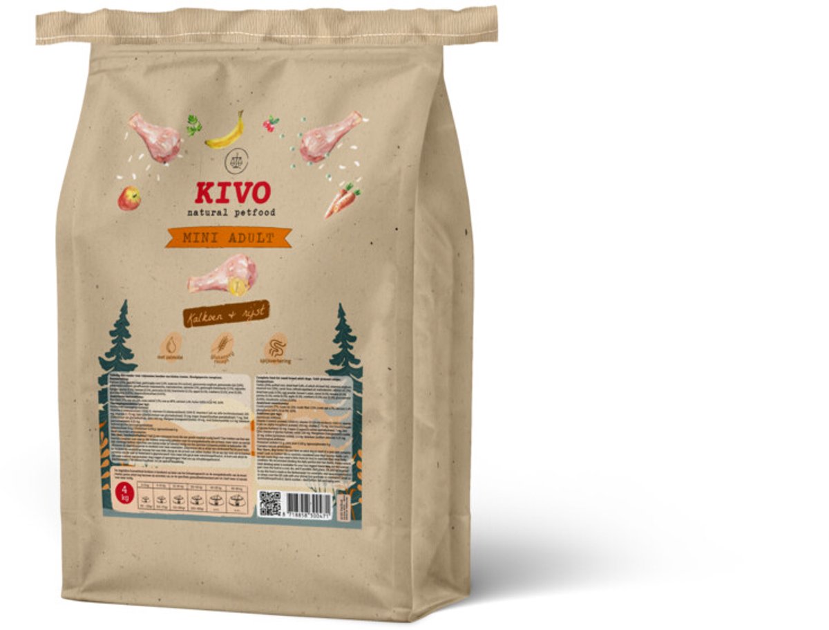 Kivo Kivo Hondenvoer Droog Kalkoen & Rijst Adult Mini Glutenvrij - 4 kg