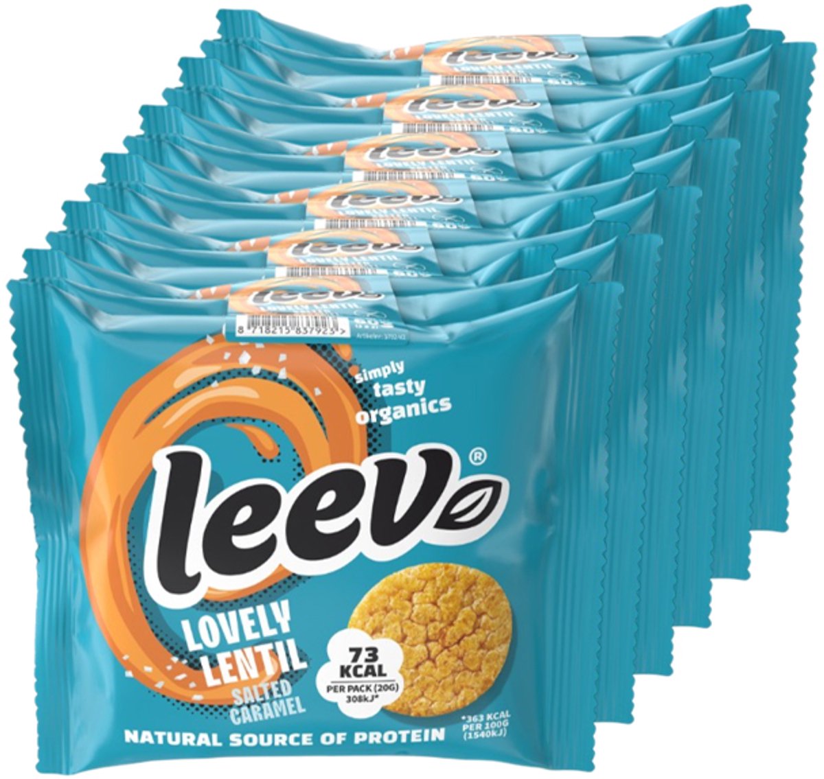 Leev® Bio | Linzenwafels | Gezouten Karamel | 3 Pack | 6 stuks | 6 x 60g