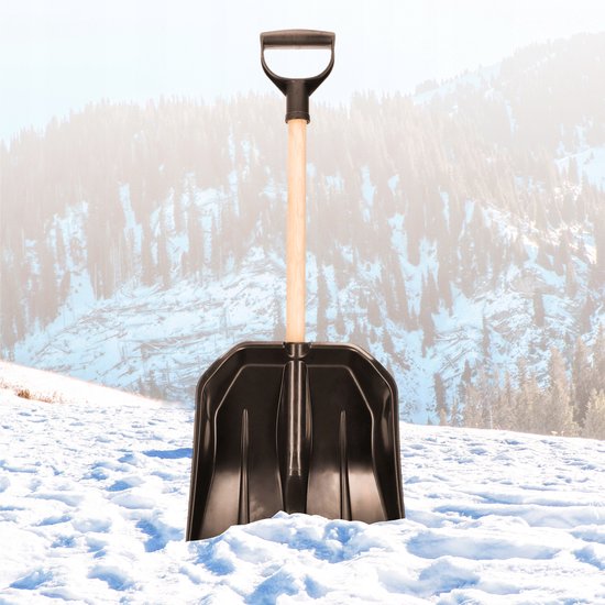 KADAX Spade, kleine sneeuwschep van kunststof, comfortabele sneeuwruimer met steel van hout, sneeuwschuiver met ergonomische D-greep, sneeuwschuiver voor sneeuwwaaien (60 x 30 cm) van KADAX — afbeelding 4