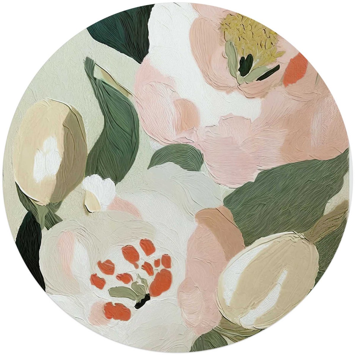 Glasschilderij Pastel bloemen - Ø 70 - Glas - REINDERS