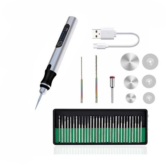USB Graveergereedschap 36 Bits Longzhuo Elektrische Graveerpen 36-bits - USB Oplaadbaar, Voor Sieraden, Metaal, Hout & Meer (Roségoud) Graveer Set 36 Bits