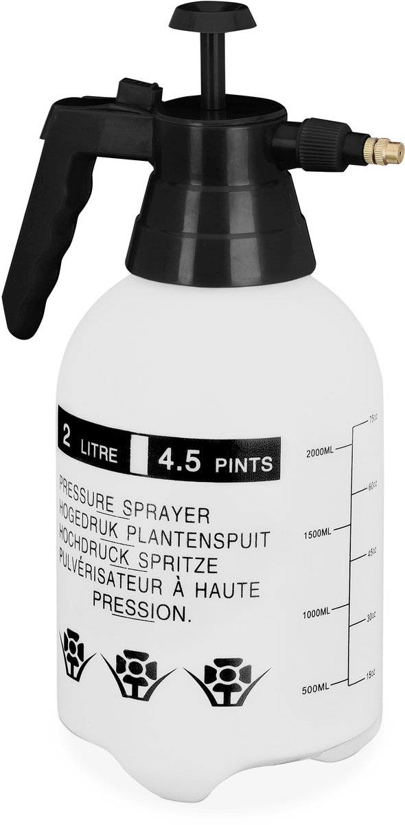 2x drukspruit 2 l - plantenspuit - onkruidspuit zwart - druksproeier - met pomp van Merkloos	 — afbeelding 2