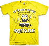 SpongeBob SquarePants Heren Tshirt -M- Hip To Be Square Geel
