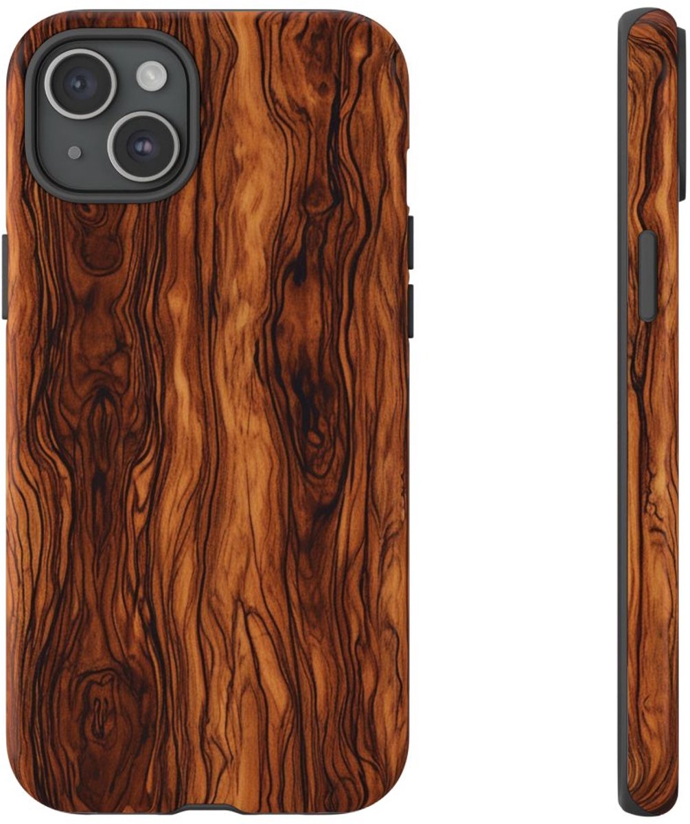 Luxe Burlhoutstructuur – Telefoonhoesje Geschikt voor iPhone 15 Plus