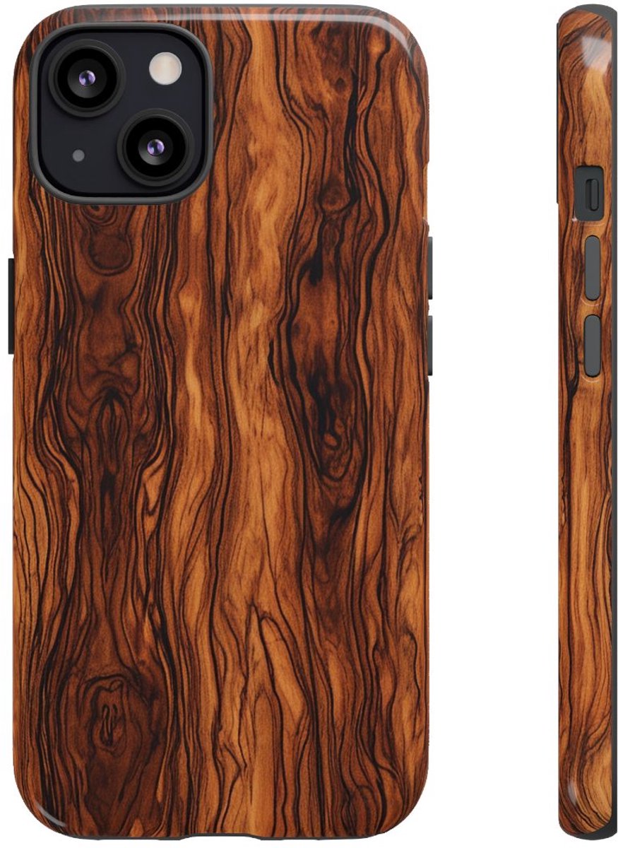 Luxe Burlhoutstructuur – Telefoonhoesje Geschikt voor iPhone 13