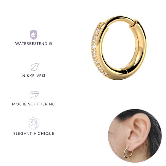 Boucles d'oreilles 20 mm Semyco® Plaqué or 18 carats - Boucles d'oreilles femme couleur or avec diamants zircone - Cadeau pour femme, petite amie, mère, anniversaire - Supernova