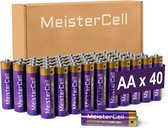 MeisterCell 40 stuks AA Batterijen Alkalinebatterijen, Alkalinebatterij - 1,5V – LR6 – Voordeelverpakking – Extra langdurige kracht