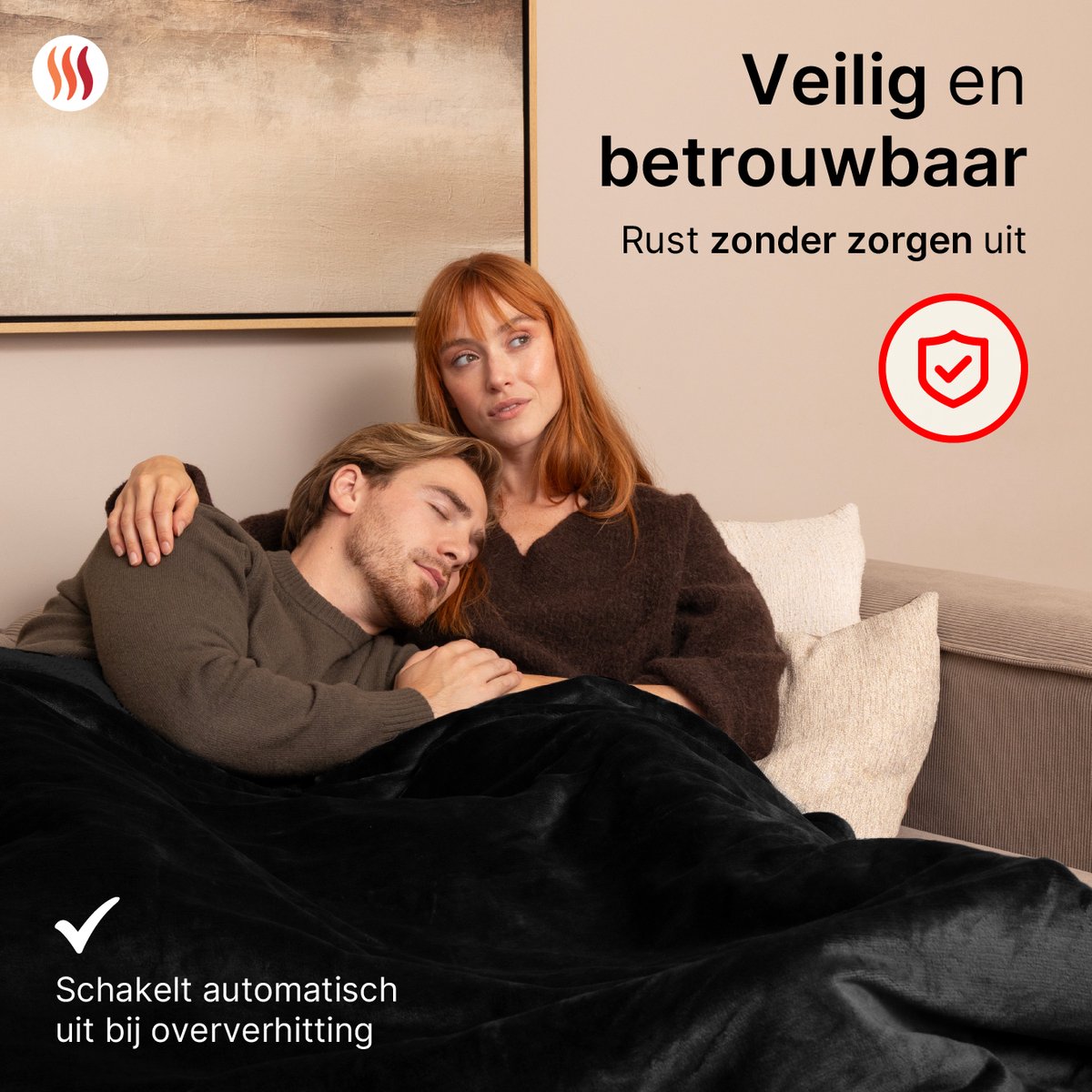 Seranova Elektrische Deken XXL - 180x160 cm - 2 Persoons Bovendeken - Warmtedeken - Dubbelzijdig Fleece Sherpa - Zwart – foto 4