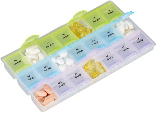 10x pillendoos medicijndoosje 7 dagen - 3 vakken - medicamenten doos