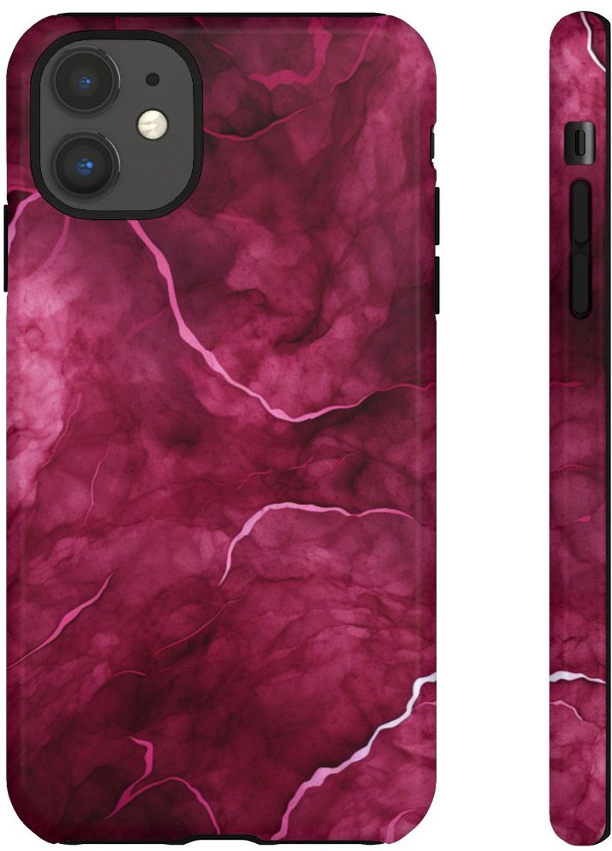Abstracte Bourgondische Marmerstructuur – Telefoonhoesje Geschikt voor iPhone 11