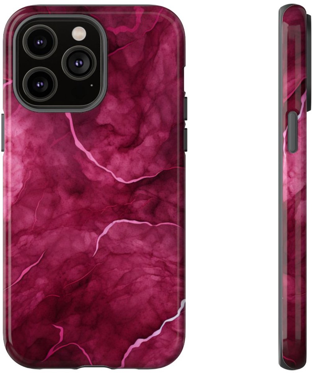 Abstracte Bourgondische Marmerstructuur – Telefoonhoesje Geschikt voor iPhone 14 Pro Max