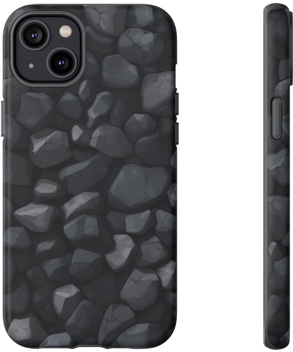 Donkergrijs Steentextuurpatroon – Telefoonhoesje Geschikt voor iPhone 14 Plus
