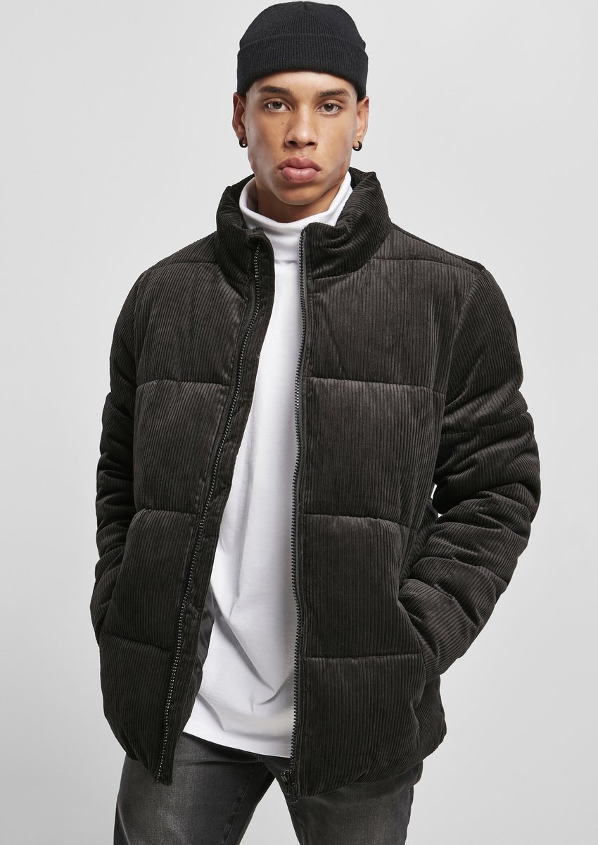 Urban Classics Boxy Corduroy Puffer winterjas L Zwart