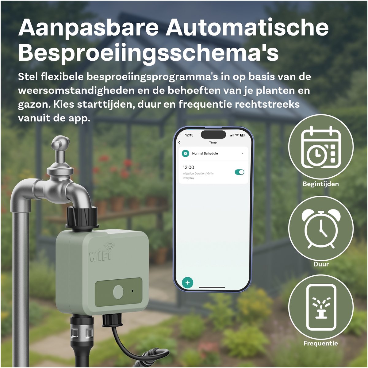 MMOBIEL Smart WiFi Irrigatietimer – Automatische Bewateringscomputer op Zonne-energie & USB – 30m Draadloos Bereik, Weerbestendig, Eenvoudige Installatie – Tuinsproeier voor Tuin & Gazon thumbnail 5
