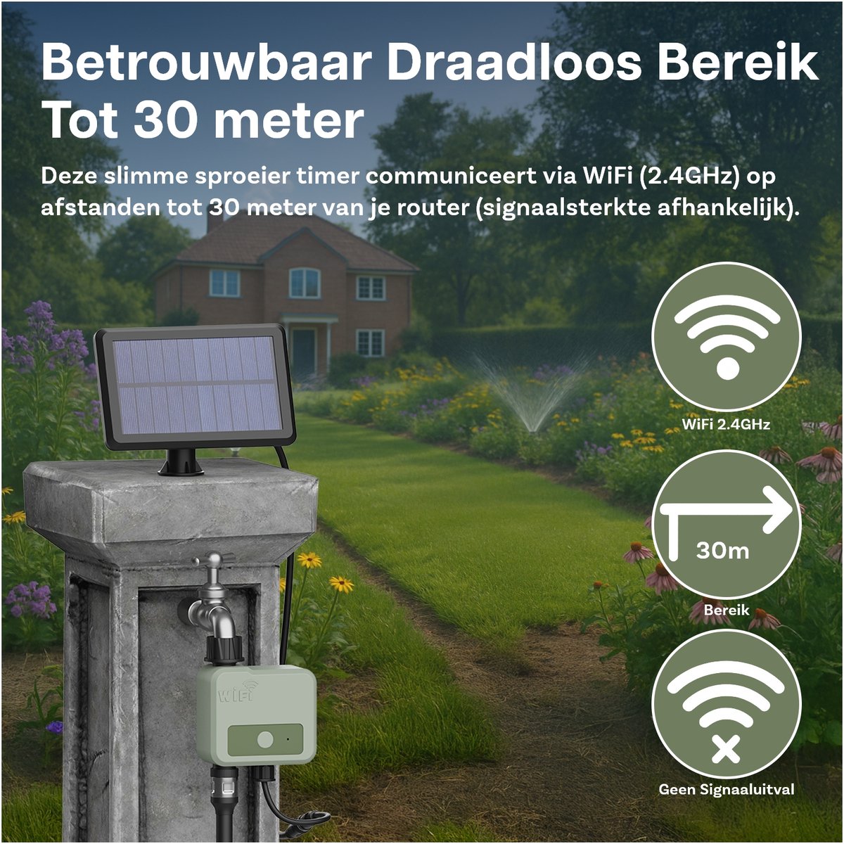 MMOBIEL Smart WiFi Irrigatietimer – Automatische Bewateringscomputer op Zonne-energie & USB – 30m Draadloos Bereik, Weerbestendig, Eenvoudige Installatie – Tuinsproeier voor Tuin & Gazon thumbnail 2