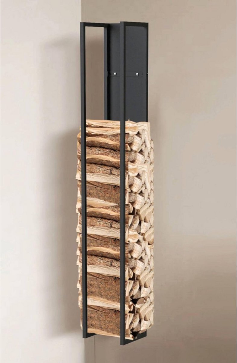 ZRSS® Haardhout opslag - Brandhout rek - Voor binnen en buiten - Metaal - Zwart - 160 cm