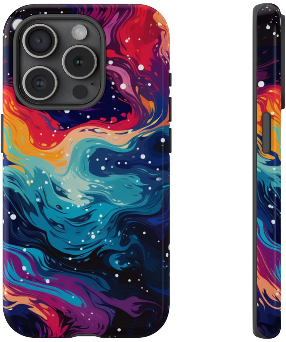 Kleurrijk Abstract Galaxy Patroon – Telefoonhoesje Geschikt voor iPhone 15 Pro