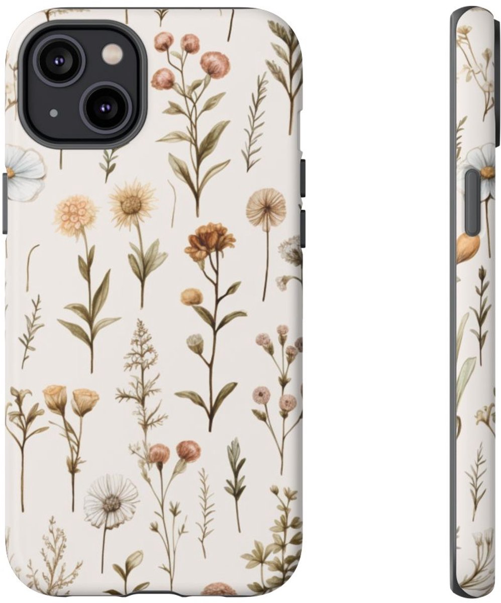 Handgetekende Wilde Bloemen en Kruiden – Telefoonhoesje Geschikt voor iPhone 14 Plus