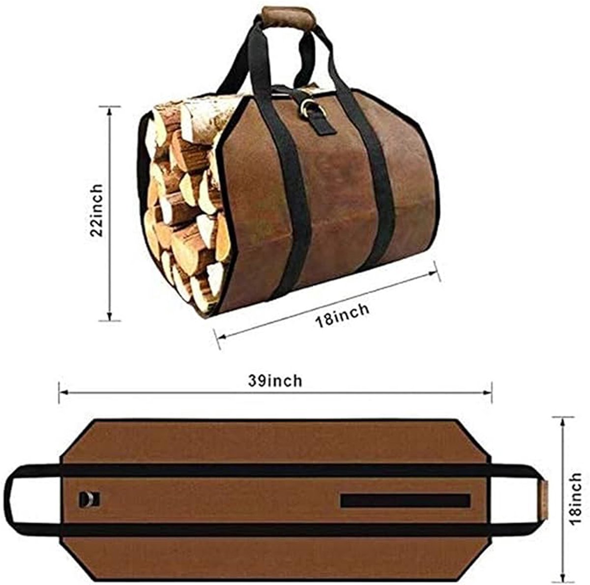Vitdipy - Houtmand - Brandhoutmand - Haardhout Mand - Opvouwbare vilten mand - Opbergtas - opslag binnen - Houtmand voor haardhout - Houtopslag - 136*46 cm