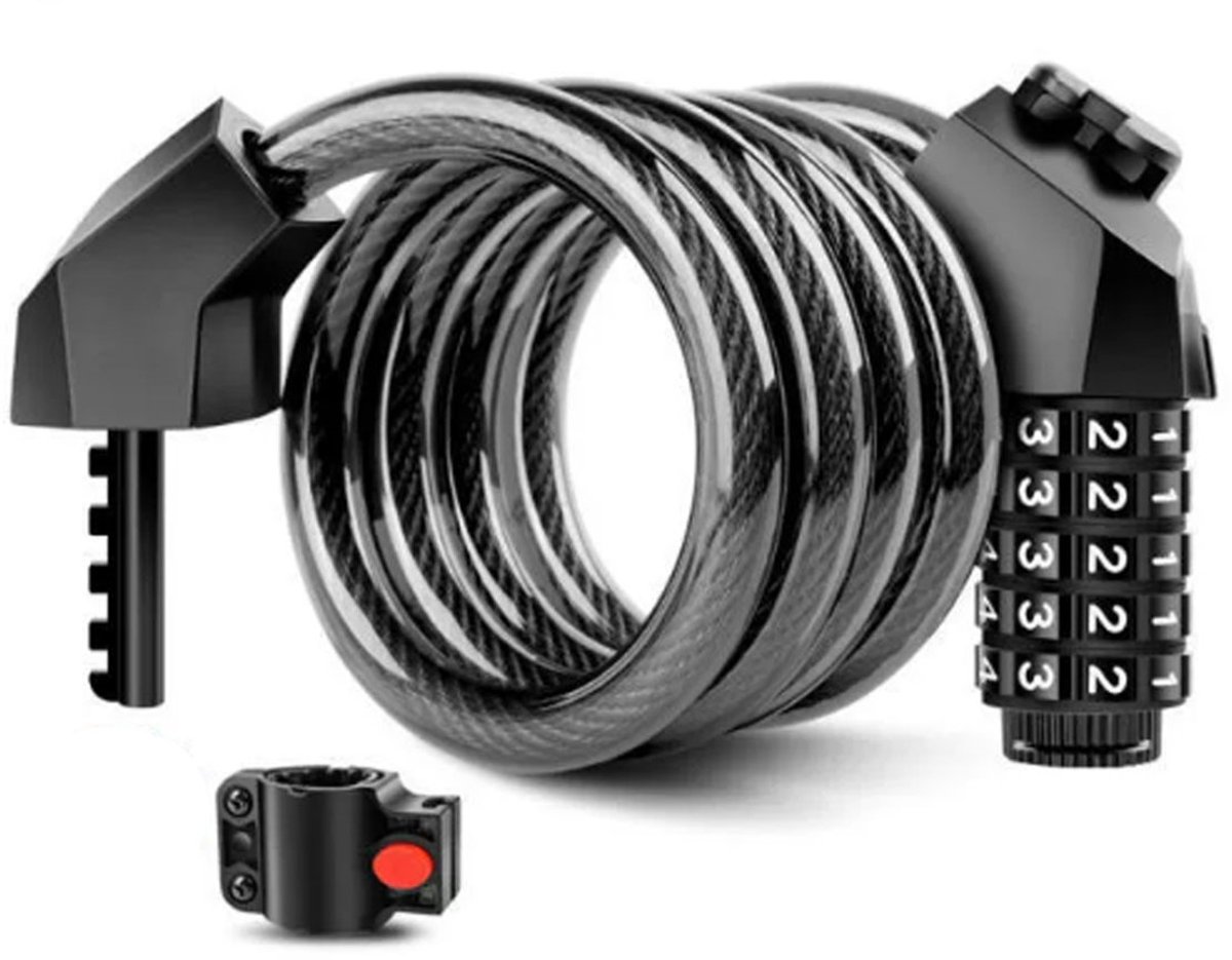 EXCITAT Fietsslot - 5-cijferig combinatieslot - Voor fietsen, scooters, motoren